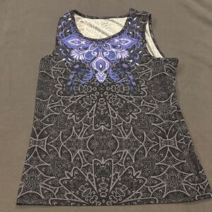 Athleta workout gym exercise Black and Blue Patterned Women's Tank Top L